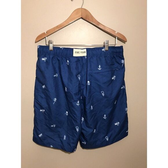 Five Four Hyannis Nautical Print‎ Swim Trunks Pocket Drawstring Sz 33 Blue NWT - Picture 3 of 6
